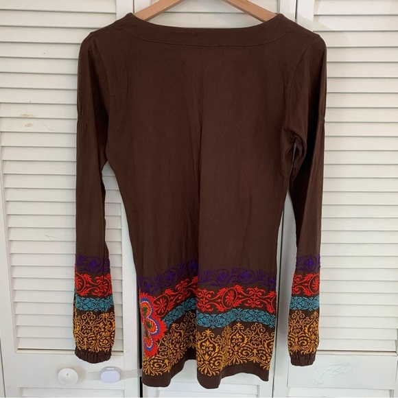 Johnny Was JWLA Blouse Womens S Brown Floral Embroidered Tunic Peasant Boho Top - Picture 5 of 14